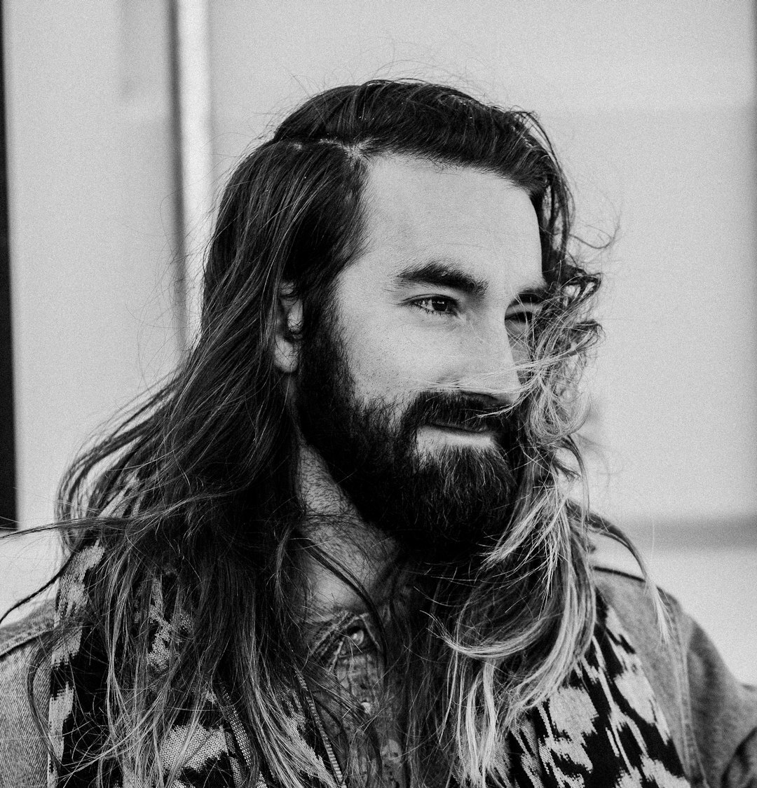 Studio portrait of a bearded man