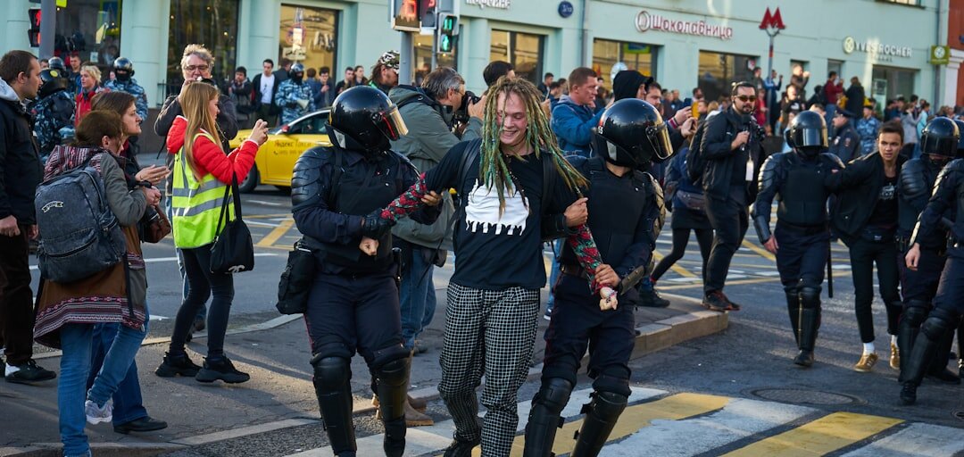 protest in city street